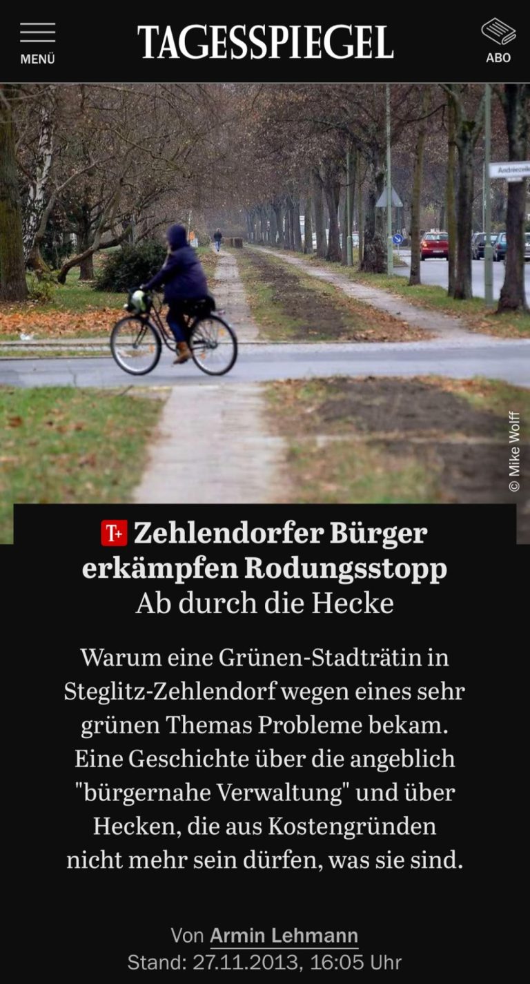 BI 2013, Rodungsstopp der Hecken